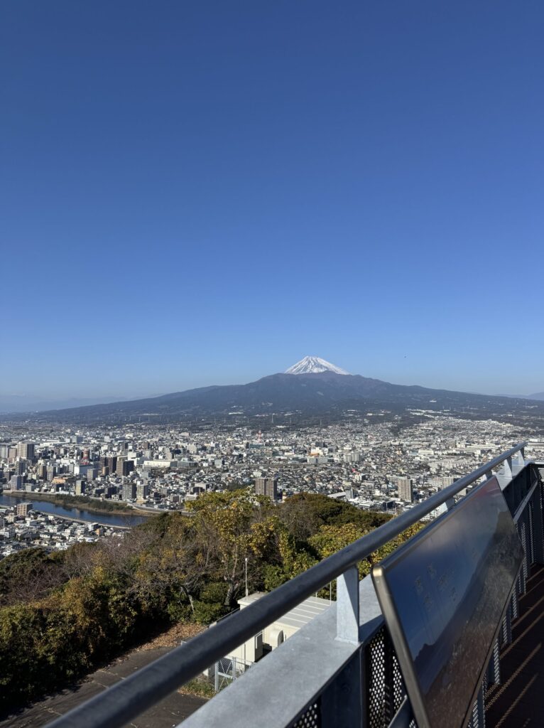 View of Mt. Fuji over Numazu city from the Kanuki-yama observation deck