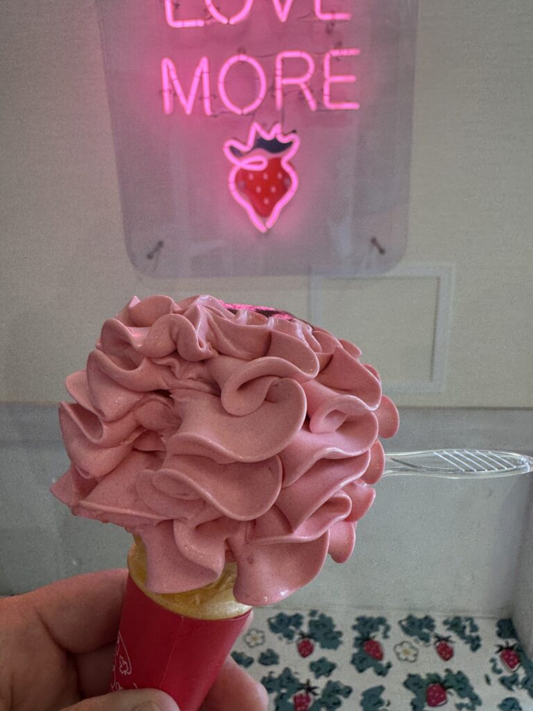 Strawberry soft serve at Ichigo BonBon Berry in Izunokuni, Shizuoka